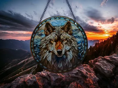 Buy 15cm Gazing Wolf Acrylic Suncatcher Wall Hanging Animal Art Wolves Picture Gift • 8.49£
