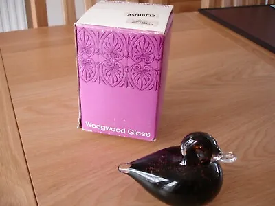 Buy Vintage Wedgwood Glass Duck.  Brown Speckle. Fully Stamped With Original Box • 25£
