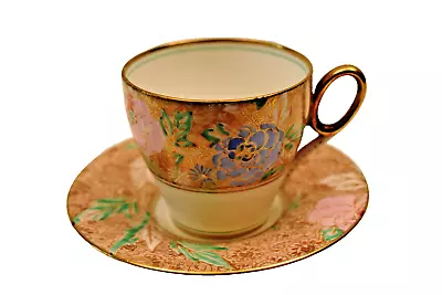 Buy Vintage Shelley Bone China Tea Cup Saucer England Flowers Gilt Chintz Design  01 • 93.60£