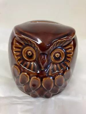 Buy Denmead Vintage Brown Pottery Owl Moneybox With Original Stopper • 10£