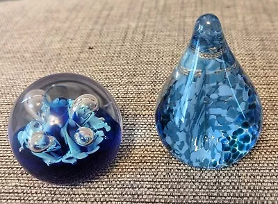 Buy Pair Of Mini Caithness Glass Paperweights: Moonflower And Raindrop • 8£
