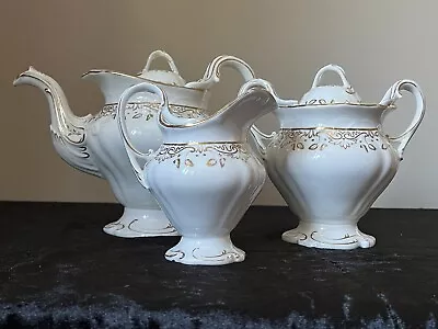 Buy English 'H&R Daniel Type' Rococo Style Gilt Tea Pot Set C1840 - Read Description • 175£