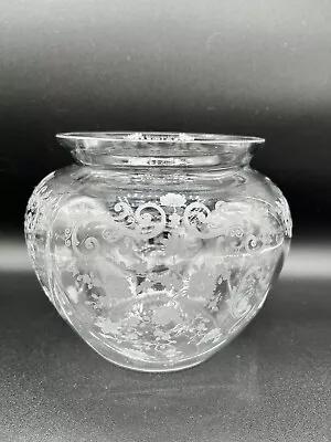 Buy Cambridge Glass Chantilly Etched Globe Vase Rose Bowl 5” • 46.03£