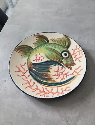 Buy 1960s Puigdemont Spanish Pottery Wall Plate Beautiful Fish Pattern VGC 28 CM. • 32.99£
