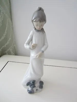 Buy NAO By Lladro My Playful Puppy Figurine 595 Girl In Nightgown With Dog • 10£