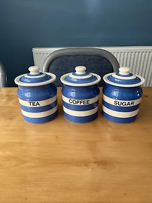 Buy T G Green Cornishware Cloverleaf Tea Coffee Sugar Storage Jars • 49.99£