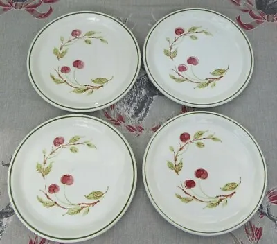 Buy 4x VINTAGE BARRATTS OF STAFFORDSHIRE 10”DINNER PLATE SET RETRO RED CHERRY • 12£