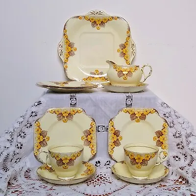 Buy Vintage ABJ Grafton Aston Bone China Tea For Two Set - Yellow Floral Tea Set  • 19.95£