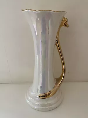 Buy Vintage Radford Slimline Vase Hand Painted Gold Gilt Pottery Snake Handle • 5.95£