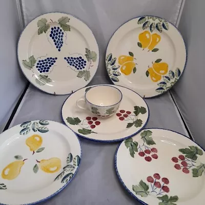 Buy 5x Poole Pottery Dorset Fruit Plates & Teacup - Side/Dessert/Cheese/Serving • 6.99£
