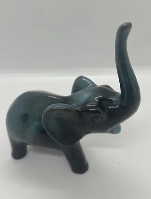 Buy Blue Mountain Pottery Elephant With Raised Trunk Green Glaze 4.5  X 5  • 23.72£