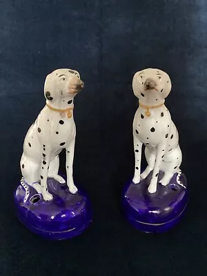 Buy Pair Of Antique Victorian Staffordshire Pottery Dalmatian Dog Figurines Inkwells • 120£