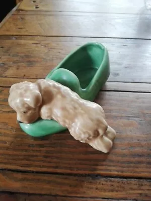 Buy Sylvac No 31 Fawn/Green  Slipper With Dog Perfect Condition. • 10£