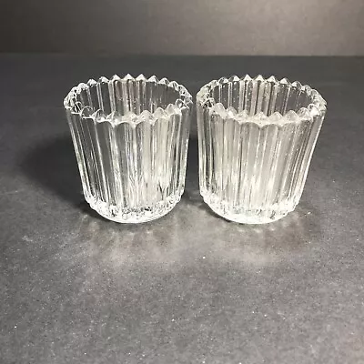Buy Vintage Ribbed Votive Candle Holders Clear Indiana Glass Co. Pair 2.5” EUC • 5.74£