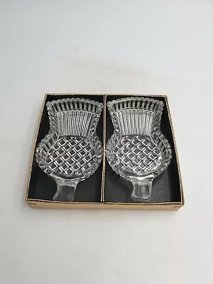 Buy Vtg Czechoslovakia Scottish Thistle Shaped Clear Pressed Glass Pin Dishes Pair • 9.99£