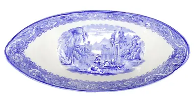 Buy Vintage Ridgways Venice Patteren Blue & White Boat Shape Dish • 17£