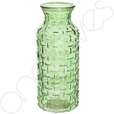 Buy Textured Woven Green Glass Flower Vase (25cm) Jar Home Decoration Decor Ornament • 10.99£