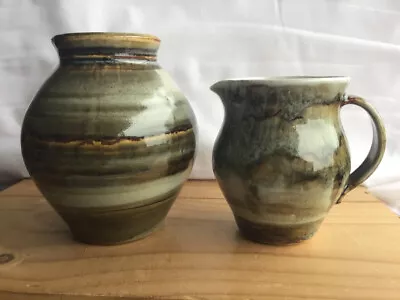 Buy Alexander Sharp Isle Of Bute Scotland Studio Pottery Jug & Similarly Glazed Vase • 25£