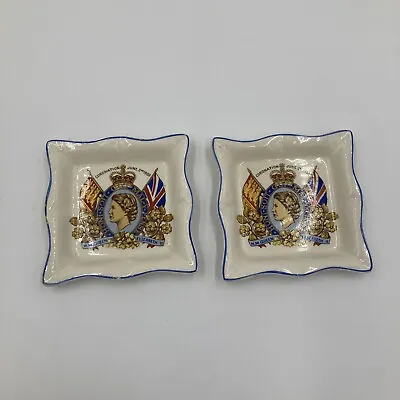 Buy Queen Elizabeth II Coronation June 2nd 1953 Two Dishes Vintage Nelson Ware BCM • 19.99£