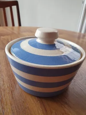 Buy Vintage T G Green  Blue And White Cornish Ware Round Lidded Butter Dish. • 30£
