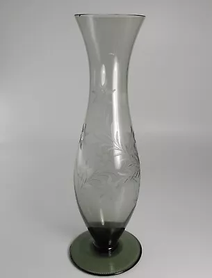 Buy Vintage Floral Cut Glass Footed Clear Decorative Flared Bud Vase • 9.59£