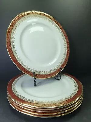 Buy 6x Beautiful Burgundy Duchess Bone China Dinner Plates 9 1/2  Winchester Pattern • 45£