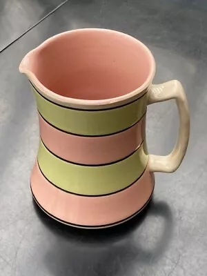 Buy A Splendid Langley Pottery Stoneware Green And Pink Striped Milk Jug • 30£