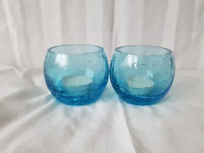 Buy Pair Of Aqua Blue Mosaic Glass Tealight Candle Holders/bowls (new) • 15£