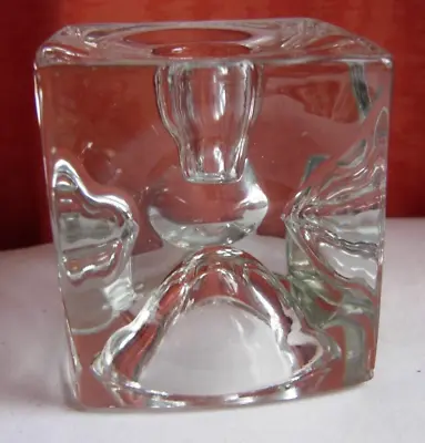 Buy Heavy Chunky Cube Glass Candle Holder - Scandinavian Style Contemporary Modern • 15£