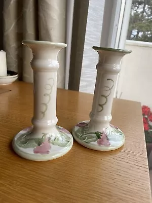 Buy Poole Pottery Vintage Ceramic Floral Vine Design Pair Of Candlesticks Holders • 16.50£
