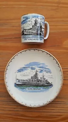 Buy HMS Belfast Lord Nelson Pottery Plate And Small Mug VGC • 8£