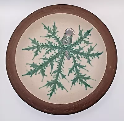 Buy Studio Pottery Denmark Signed Thistle Flower Wall Plaque Plate Mid-Century MCM • 9.99£