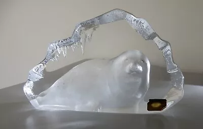 Buy Crystal Art Glass Large Seal Sculpture Paperweight Matts Jonasson Collectable • 8.50£