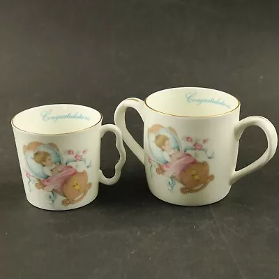 Buy Crown Staffordshire Fine Bone China 2 Small Mugs - Baby - Congratulations • 4£
