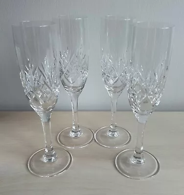 Buy 4 - Edinburgh Crystal Champagne Flutes; Tay? Pattern With Plain Stem And Base • 20£