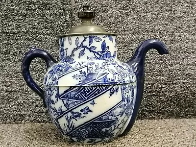 Buy Royle's Patent Self Pouring Tea Pot Doulton Burslem Blue & White Chinoiserie • 55£