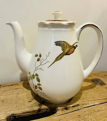 Buy Vintage Alfred Meakin White ‘Pheasant’ Coffee Pot / Teapot 18cm Tall • 10£