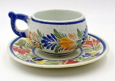 Buy Rare Vintage Henriot Quimper Cup & Saucer With Decorative Handle - Lovely Piece • 35£