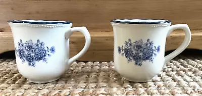 Buy 2x National Trust White Blue Floral Scalloped Edge Country Style Stoneware Mugs • 24.99£