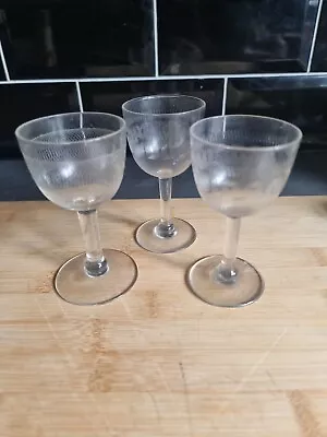 Buy 3 X Vintage 1930's Etched Drinking Glasses Liqueur Sherry 1pair 1 Odd • 5£