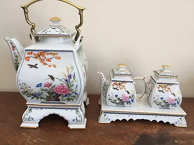 Buy Franklin Mint Porcelain Japanese Tea Service And Stands By Naoko Nobata 1986 • 42.99£