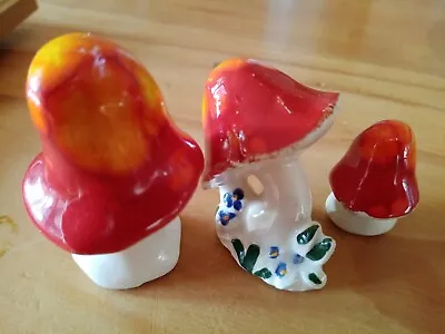Buy Red Pottery Mushrooms Ornaments X 3 • 6£