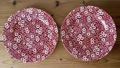 Buy Burleigh Red Calico Plate 21.5cm Pair Set Tableware Cake Salada Unused Collecter • 156.74£