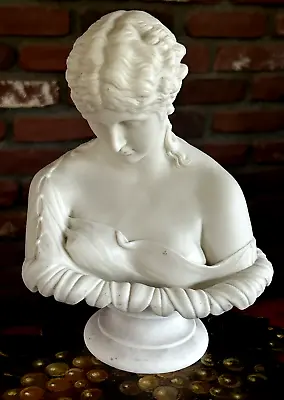 Buy Antique Parian Ware Bust Of CLYTIE Mythology Beautiful Water Nymph Sunflower • 104.32£