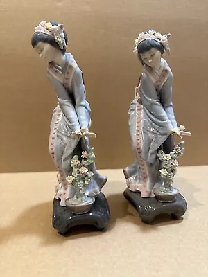 Buy 2 Lladro Geisha Mayumi Figurines 1449, 24cm Height, One Perfect,One Minor Damage • 97£