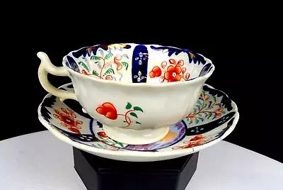 Buy Gaudy Welsh Staffordshire Porcelain Village Pattern Antique 2  Cup & Saucer 1830 • 43.19£
