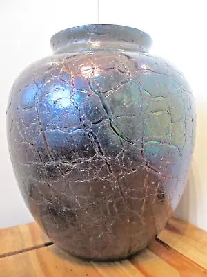 Buy LARGE!! Vintage Kralik Iridescent Bohemian Crackle Art Nouveau Glass Vase C1905. • 215£