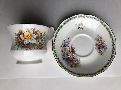 Buy Queen's Fine Bone China Flowers Of The Month (March) Tea Cup & (May) Saucer Set • 18.94£