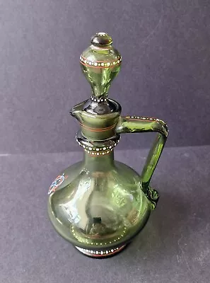 Buy 1890 Venetian Antique Glass Ewer, Hand Blown Stopper, Clear Green Glass • 60£