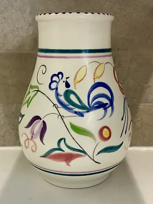 Buy Vintage Poole Pottery Vase - Green & Blue Bird Decoration - Gwen Haskins . P266 • 12.95£